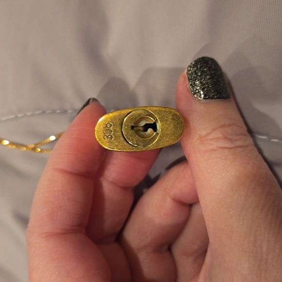 LV lock no key on 32" sterling silver goldtone plated chain lock #308 - Picture 4 of 7